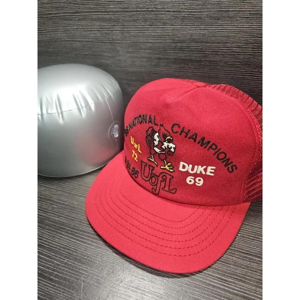 Vtg University Of Louisville Cardinals Hat National Champions Basketball 1986